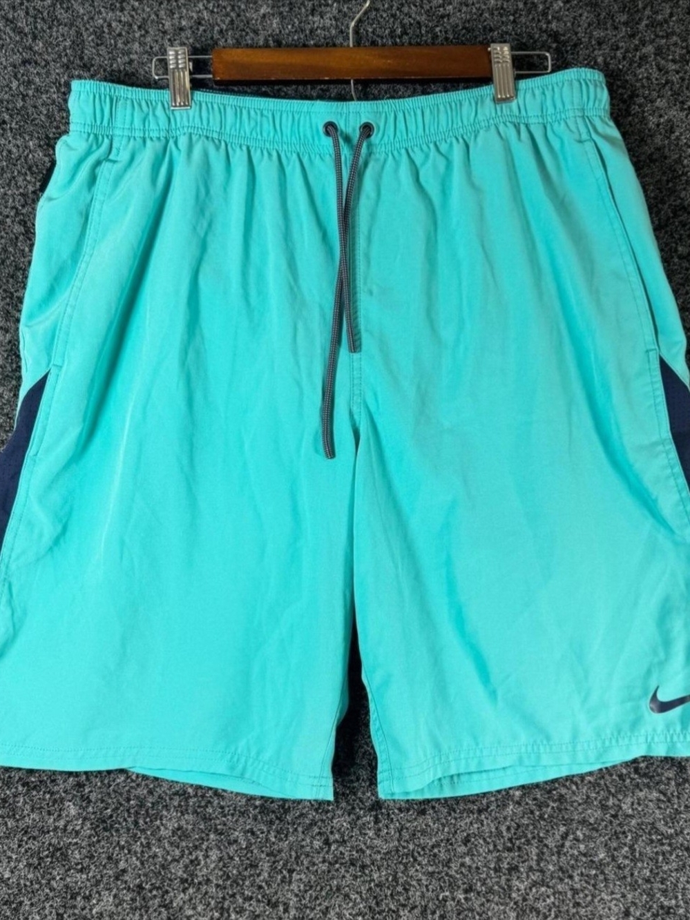 Nike Men's Swim Trunks in Turquoise with Navy Accents- SIZE L(tall)
